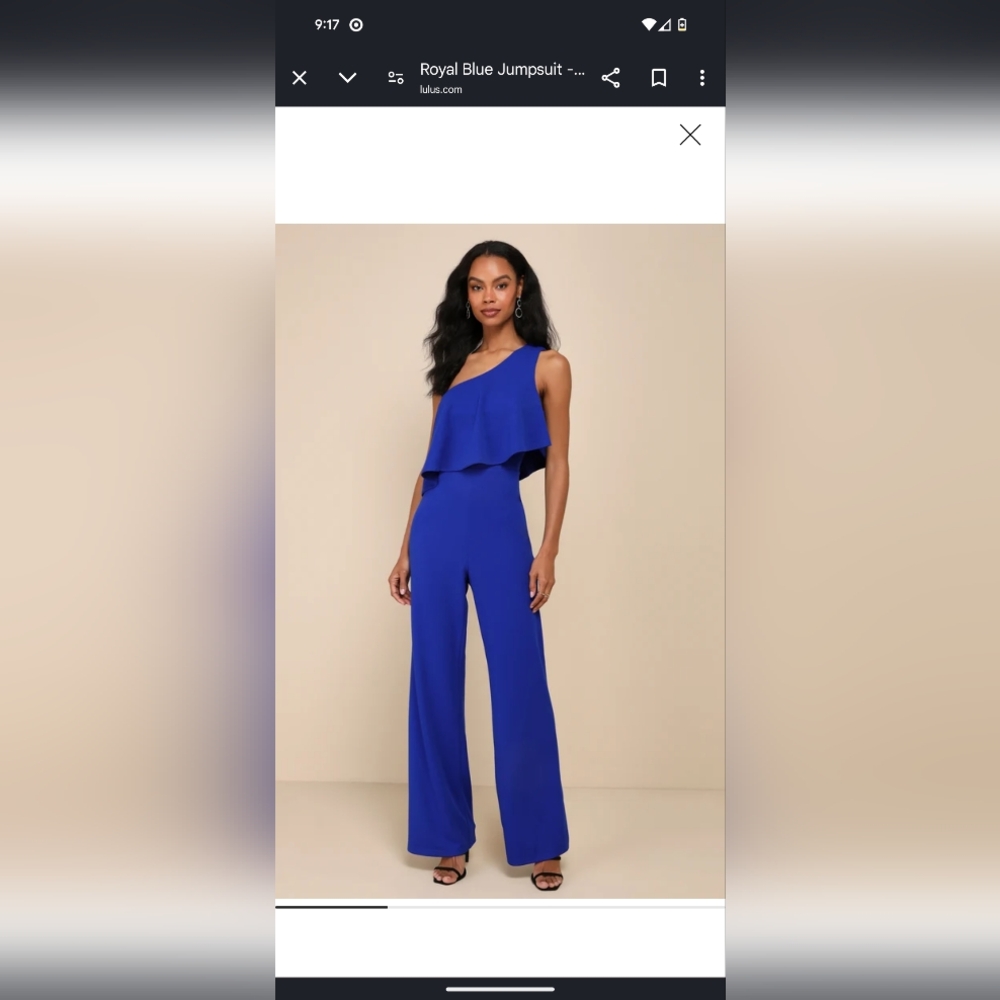 NEW WITH TAGS- Flawless Vibes Royal Blue One-Shoulder Tiered Wide-Leg Jumpsuit